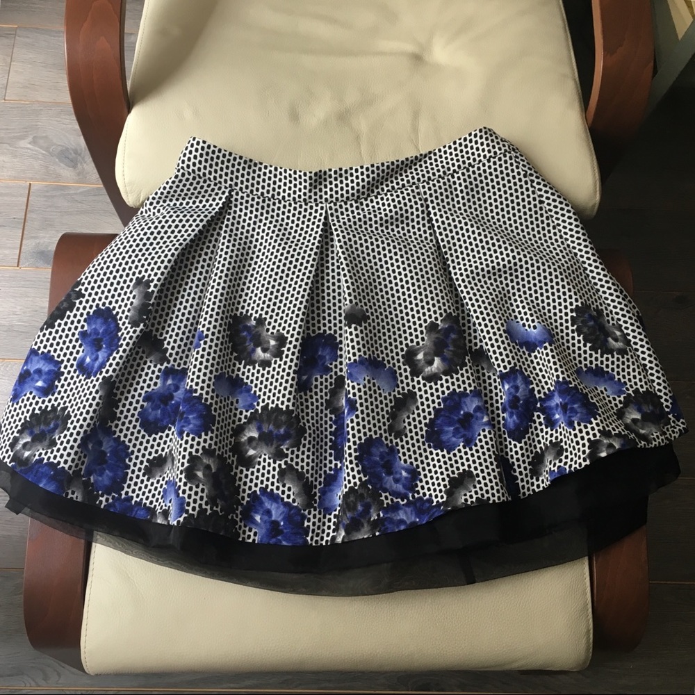 Floral Skirt w/ Sheer Trim